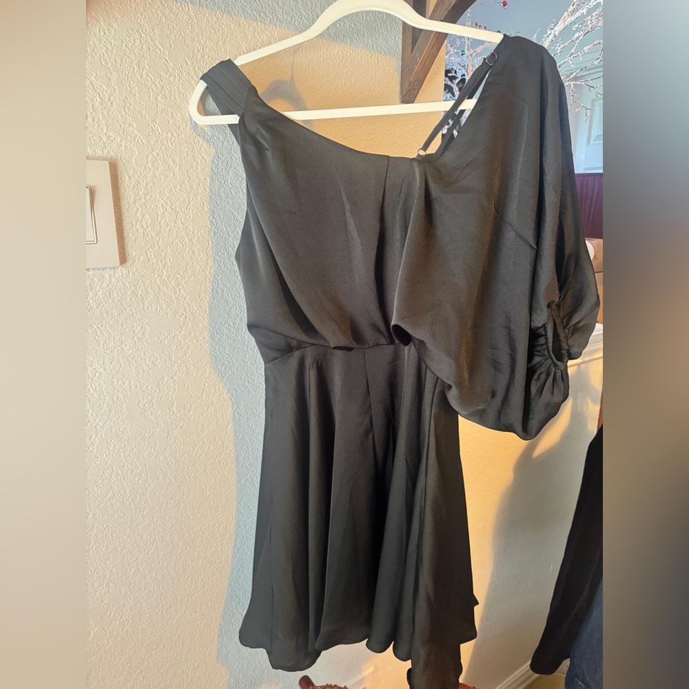 NWT DO+BE Gray Asymmetrical Ruched One-Shoulder Cocktail Dress Size S